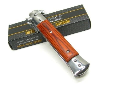 TAC-FORCE Premium MILANO Collection Italian Styled A/O Knife STILETTO | Wood Grips Stainless