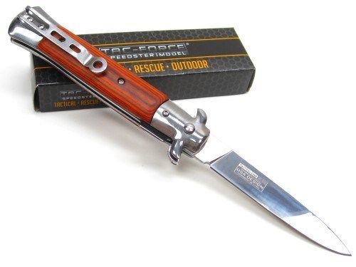 TAC-FORCE Premium MILANO Collection Italian Styled A/O Knife STILETTO | Wood Grips Stainless
