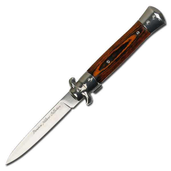 TAC-FORCE Premium MILANO Collection Italian Styled A/O Knife STILETTO | Wood Grips Stainless