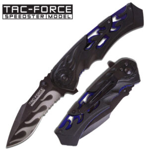 Spring Assist 'Chopper Flame' Folding Knife - Blue