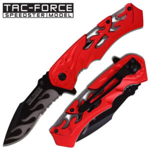 Spring Assist 'Chopper Flame' Folding Knife - Silver