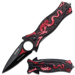 Spring Assist - 'Legal Automatic' Knife - Dragon Dagger - Red