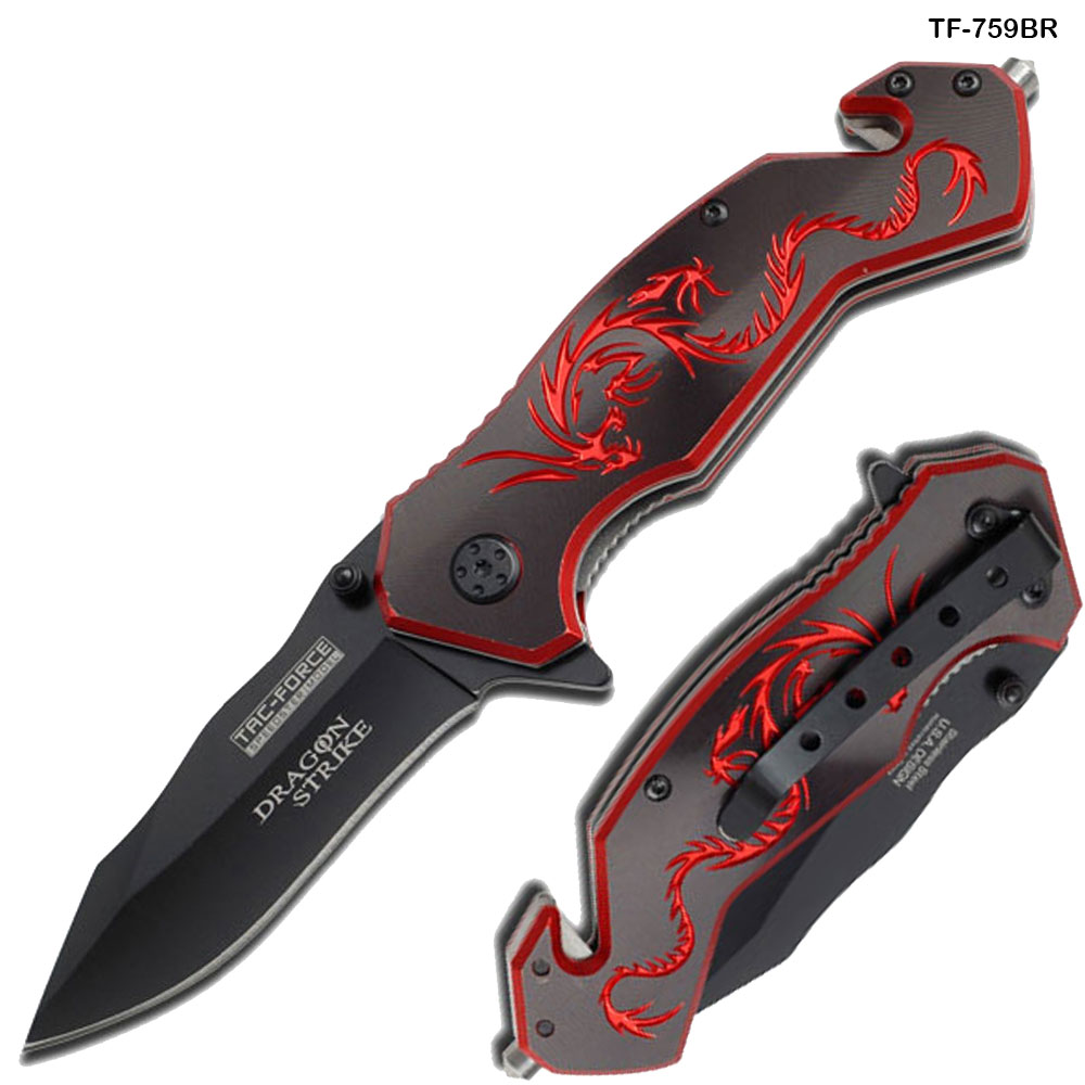 Tac Force Red Dragon Strike Spring Assisted Knife