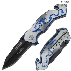 Tac Force Blue Dragon Strike Spring Assisted Grey Handle Knife