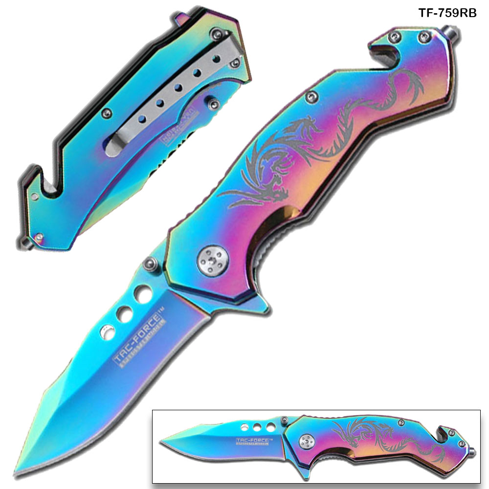 Tac Force Titanium Color Dragon Strike Spring Assisted knife