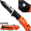 8in TAC Force EMT Hi-Vis Rescue Flashlight Pocket Knife Spring Assisted Folding