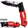 8in TAC Force Firefighter Rescue Flashlight Pocket Knife Spring Assisted Folding Red