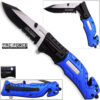 8in TAC Force Police Rescue Flashlight Pocket Knife Spring Assisted Folding Blue