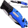 8in TAC Force Police Rescue Flashlight Pocket Knife Spring Assisted Folding Blue