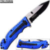 8in TAC Force Police Rescue Flashlight Pocket Knife Spring Assisted Folding Blue