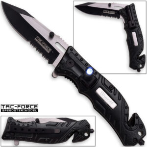 8in TAC Force Sheriff Rescue Flashlight Pocket Knife Spring Assisted Folding LEO