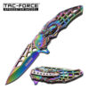 Tac-Force Speedster Spider Skull Spring Assisted Knife - Rainbow