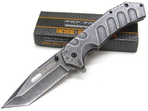 Tac Force Tactical Spring Assisted Folding Pocket Knife 9"Stone Washed Tanto