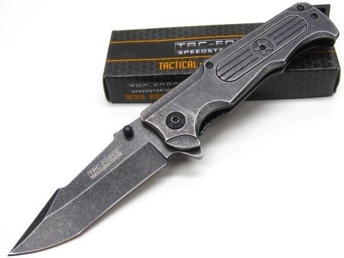 SPRING ASSIST FOLDING POCKET KNIFE Tac Force Military Stone EDC Tactical TF882SW