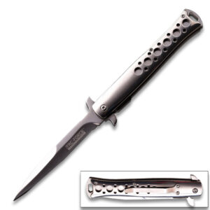 TAC-FORCE SPRING ASSISTED KNIFE Silver Handle  5" CLOSED