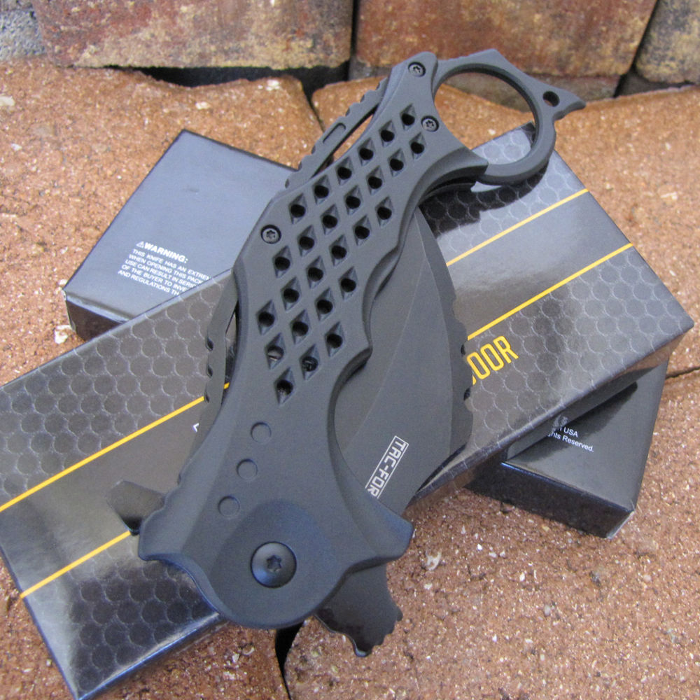 TAC FORCE Speedster Tactical Mammoth Karambit Knife Stealth Black Finish