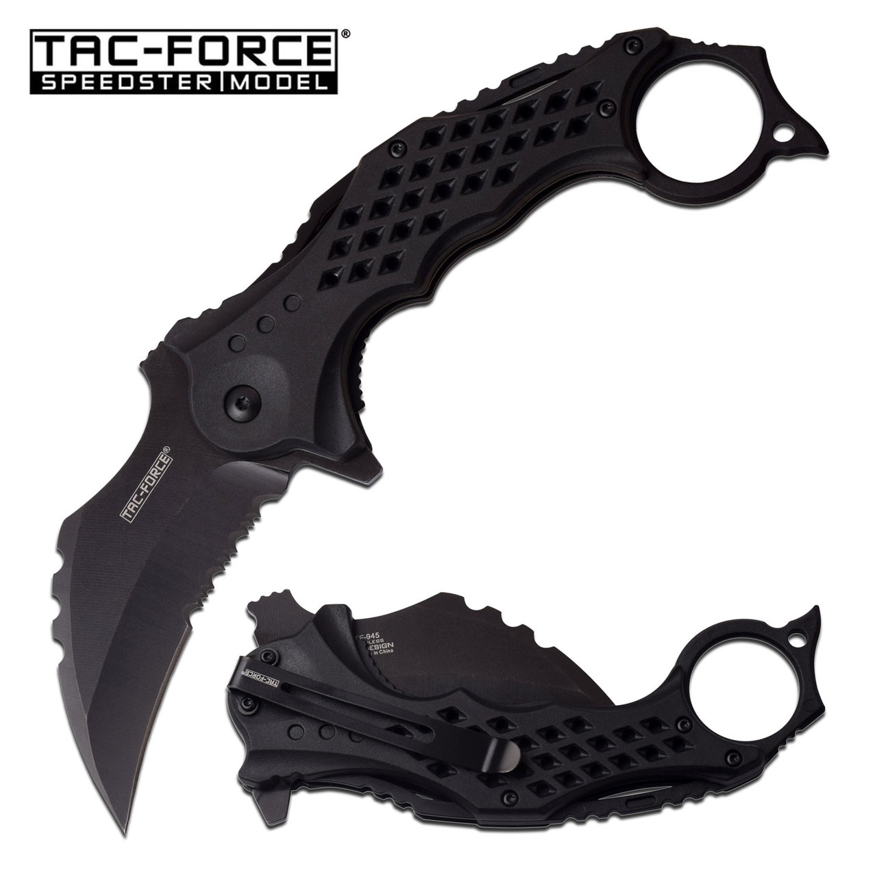 TAC FORCE Speedster Tactical Mammoth Karambit Knife Stealth Black Finish
