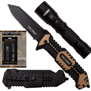 2 Pcs Tactical Value Pack Tac Force Assisted Knife W/ LED Light