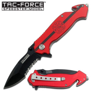Red Handle Rescue Assisted Opening Knife - Fire Fighter