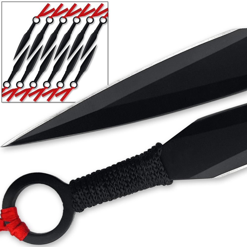 Stealthy Dozen Throwing Knives 12pcs SHARP Precision Balance Red