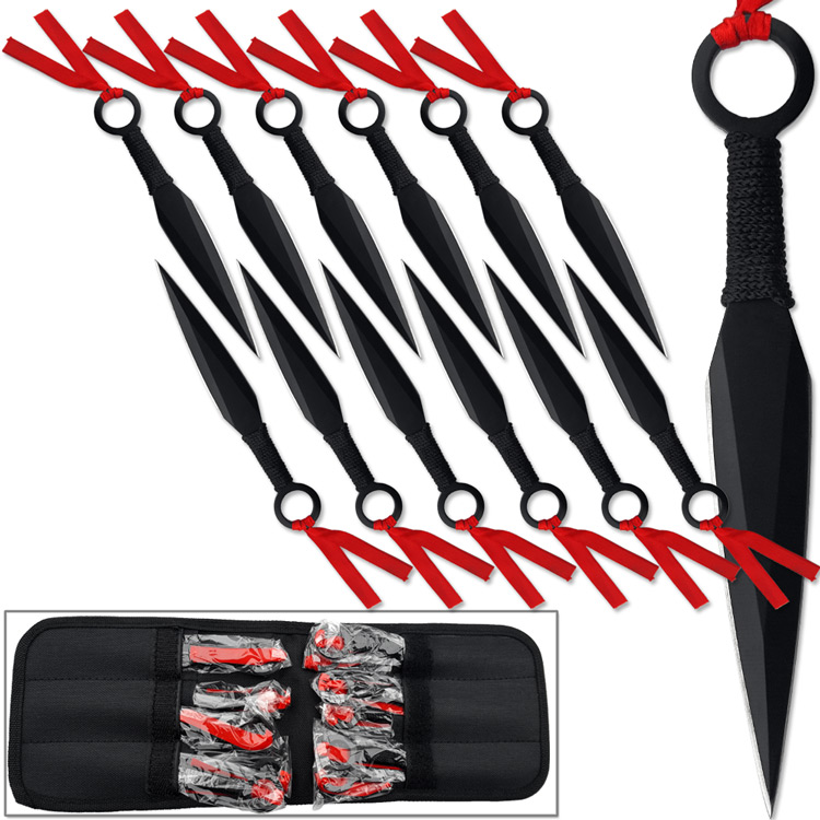 Stealthy Dozen Throwing Knives 12pcs SHARP Precision Balance Red