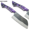 WHITE DEER 1095 Forged Steel Purple Resin Handle Classic Butcher's Japanese Cleaver