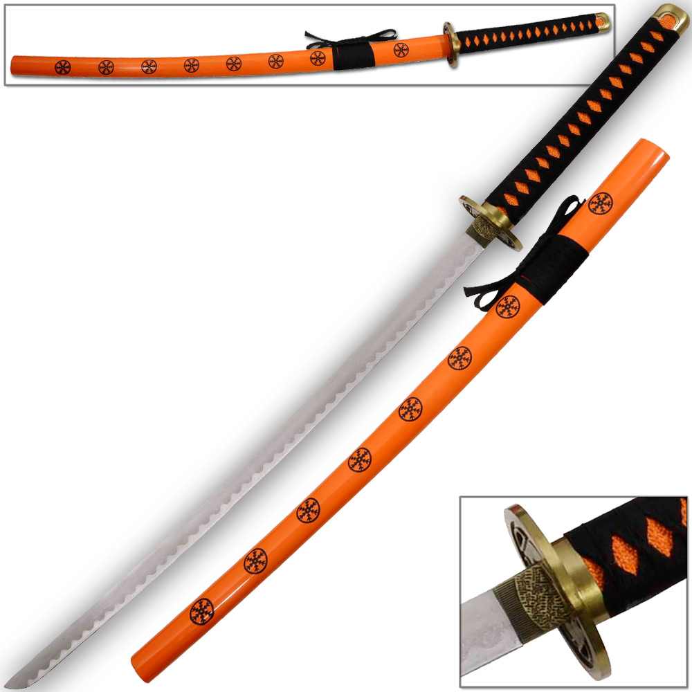 Supreme Kai Katana Japanese Tosho Sword Orange & Black Ornate