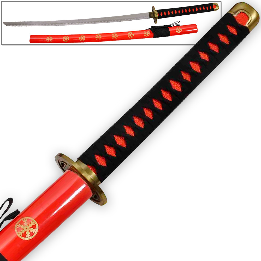 Hachiman Katana of War Japanese Frostbite Sword Tosho Red & Black