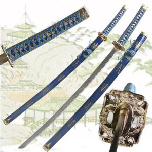 Blue Gold Katana of the Warrior Sword Golden Dragon TK-748BLG