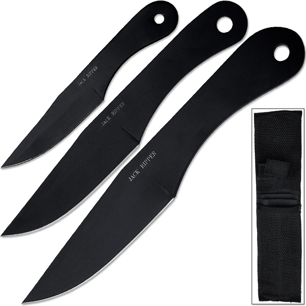 Jack Ripper Black Trifecta Knives Set 3Pcs Throwers All 3 Sizes Extremely SHARP