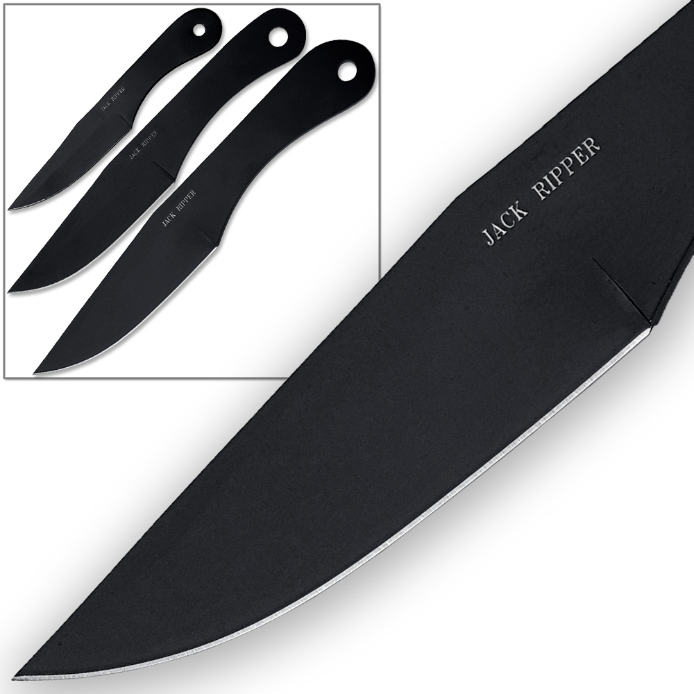 Jack Ripper Black Trifecta Knives Set 3Pcs Throwers All 3 Sizes Extremely SHARP