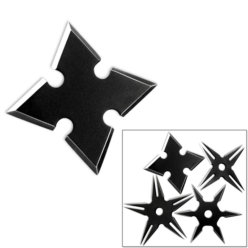 MK-Ultra Covert Ninja Throwing Stars Set of 4 With Pouch Black