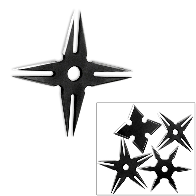 MK-Ultra Covert Ninja Throwing Stars Set of 4 With Pouch Black