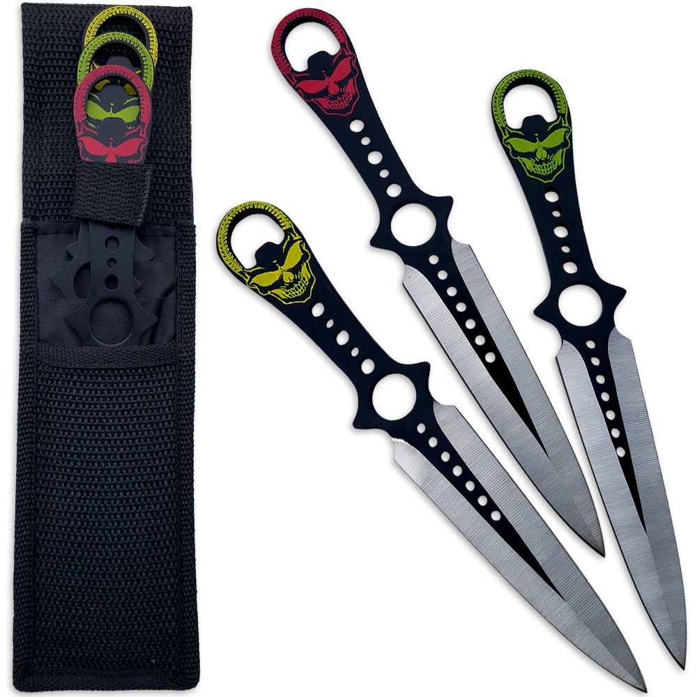 Grinning Demon Throwing Knife Set of 3 Death Note Ninja Skulls