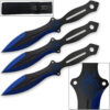 Akuma Arachnid Demon Ninja Throwing Knives 3pcs Set Black Icy Blue Trim Spider