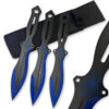 Akuma Arachnid Demon Ninja Throwing Knives 3pcs Set Black Icy Blue Trim Spider