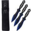 Akuma Arachnid Demon Ninja Throwing Knives 3pcs Set Black Icy Blue Trim Spider