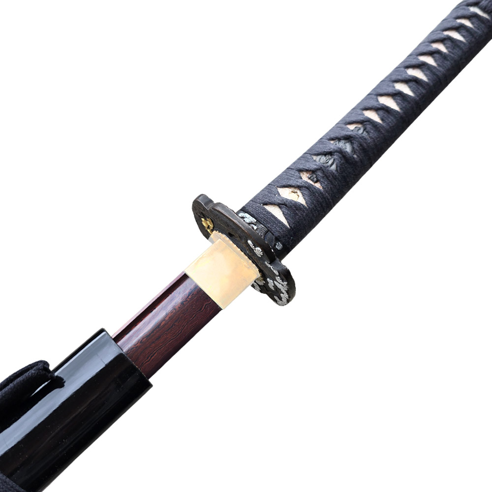 Ten Ryu - Sharp Damascus Steel Katana Sword (Black Handle)