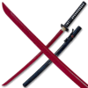 MOSHIRO 1045 Carbon Steel  Katana Red Blade with Black Splash Scabbard