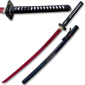 MOSHIRO 1045 Carbon Steel  Katana Red Blade with Black Splash Scabbard