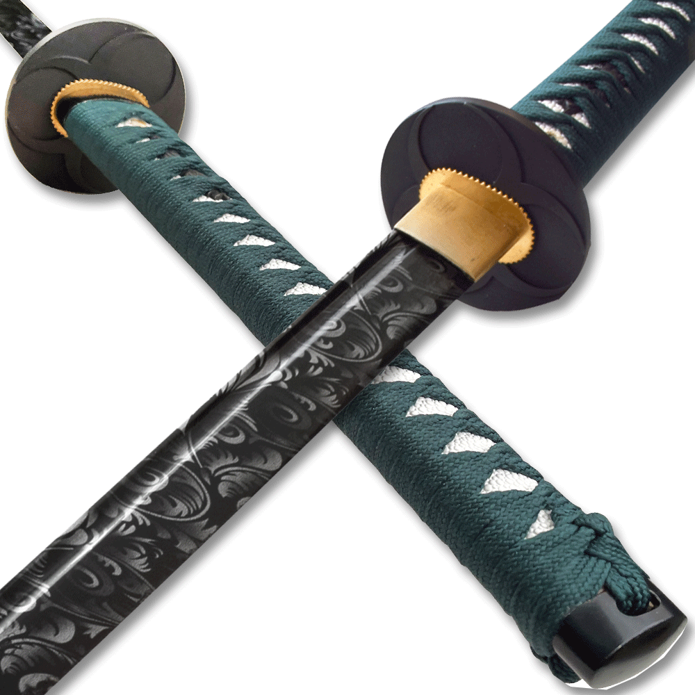 MOSHIRO 1045 Carbon Steel  Katana with Black & Green Scabbard