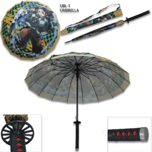 DEMON SLAYER -TANJIRO Kamado Black NICHIRIN Automatic Folding Umbrella