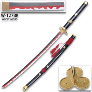 One Piece - Roronoa Zoro's Black "Enma" Wood Sword Katana w/Plastic Scabbard