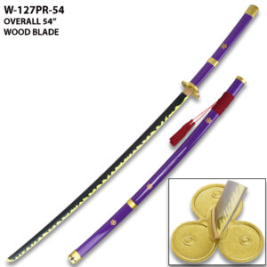 54" One Piece - Roronoa Zoro's Purple "Enma" Wood Sword Katana