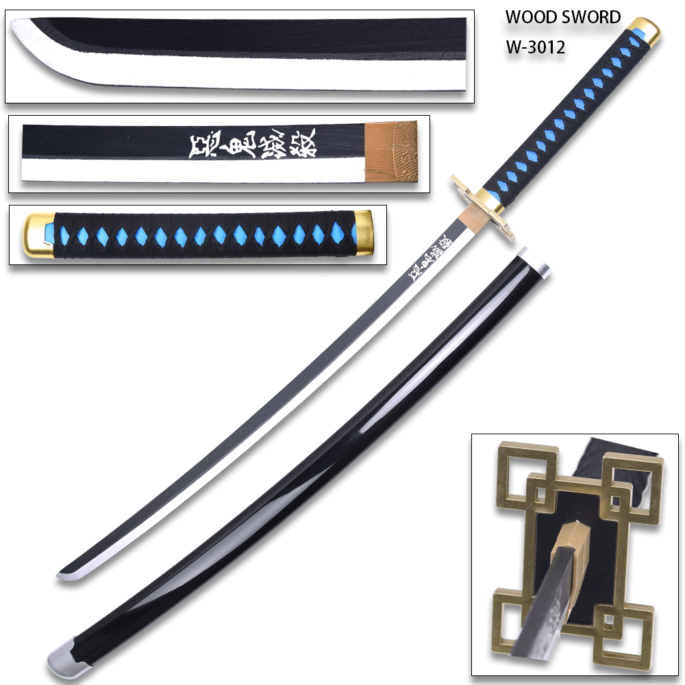 DEMON SLAYER - MINGSHAO Wood New Anime Replica Cosplay Fantasy Samurai Sword w/Plastic Scabbard