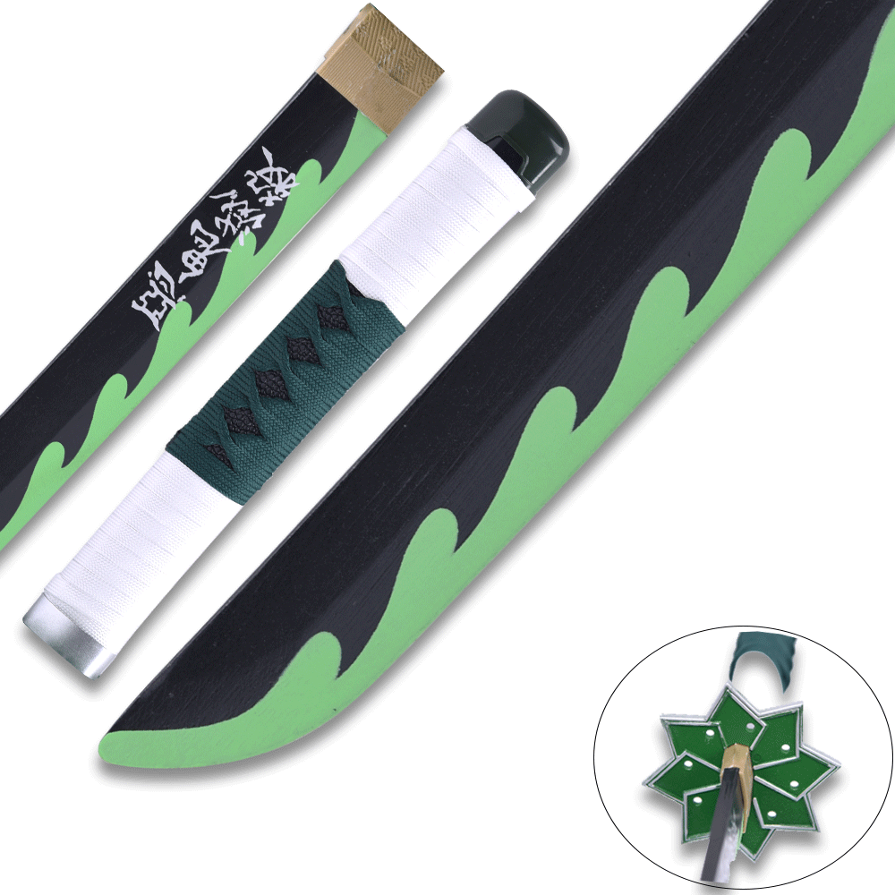 DEMON SLAYER - Sanemi Shinazugawa Green Nichirin Wood Sword Katana w/Plastic Scabbard