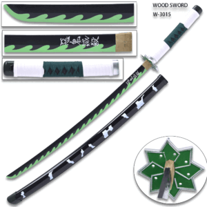DEMON SLAYER - Sanemi Shinazugawa Green Nichirin Wood Sword Katana w/Plastic Scabbard