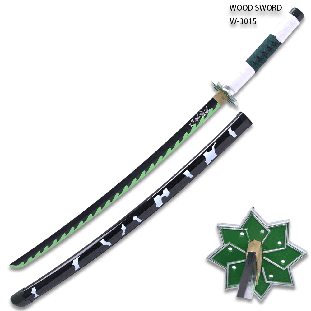 DEMON SLAYER - Sanemi Shinazugawa Green Nichirin Wood Sword Katana w/Plastic Scabbard