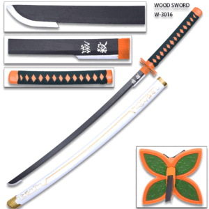 DEMON SLAYER - Blazing S.  Fantasy Wood Samurai Sword Replica Demon Slayer Shinobu Kocho w/Plastic Scabbard