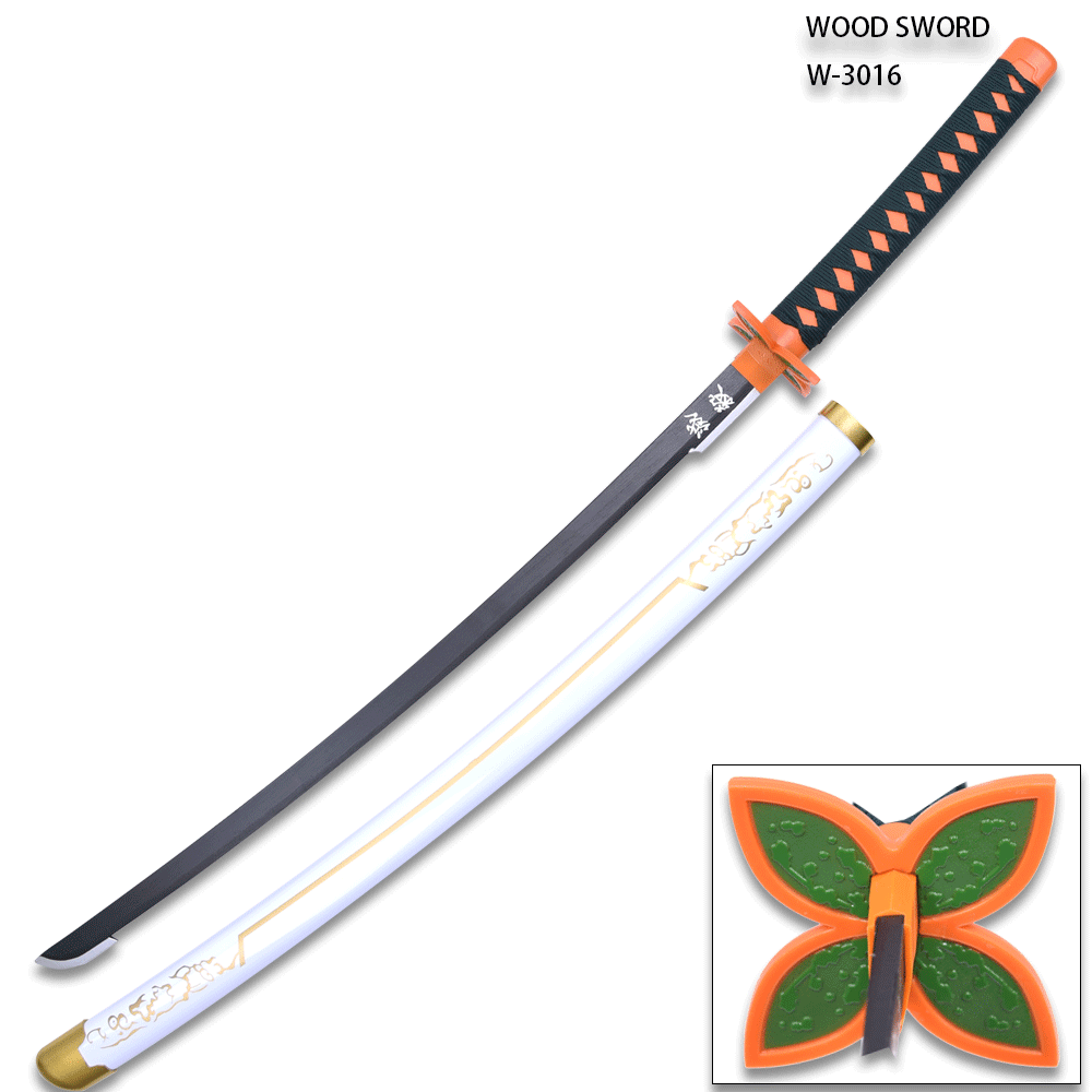 DEMON SLAYER - Blazing S.  Fantasy Wood Samurai Sword Replica Demon Slayer Shinobu Kocho w/Plastic Scabbard